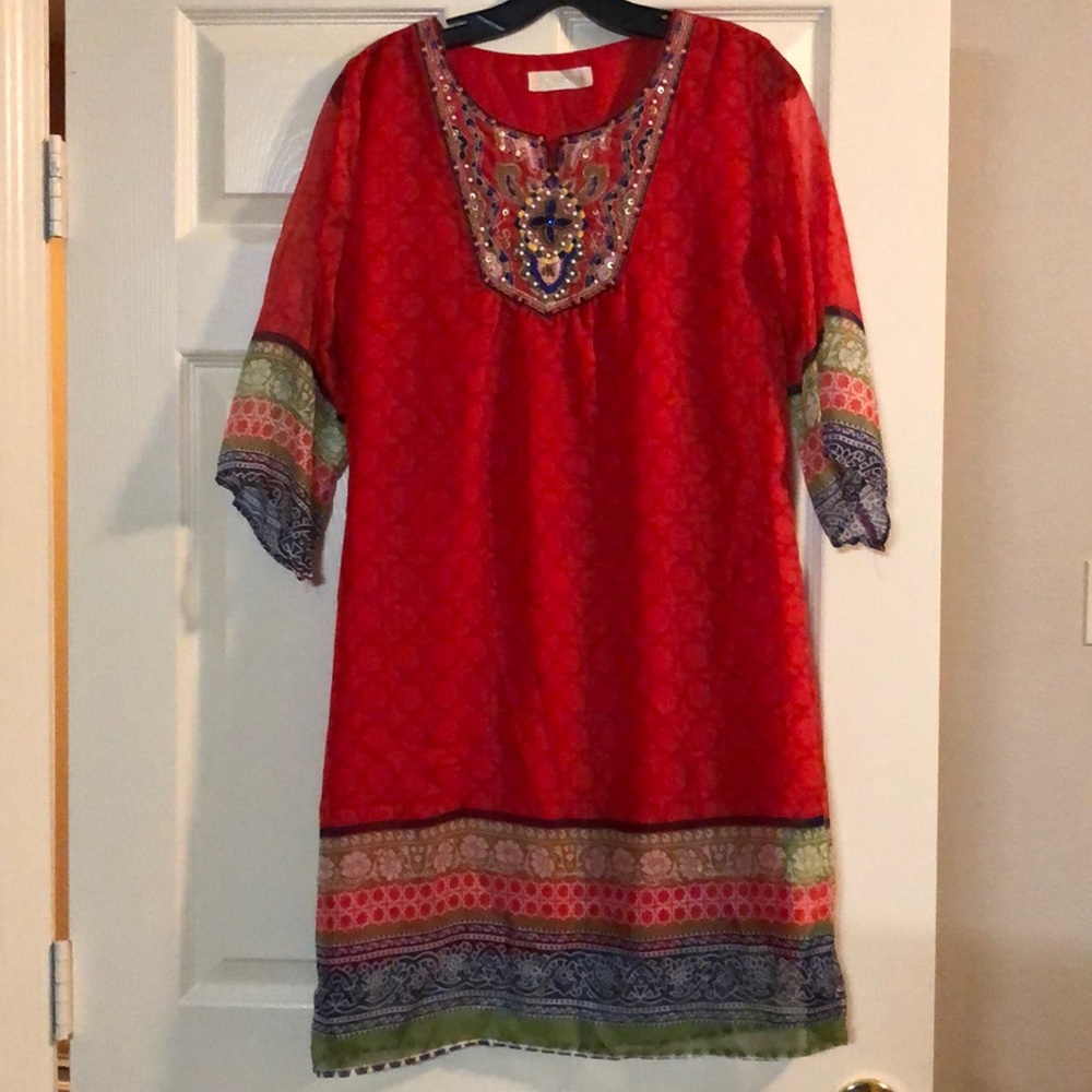 Red Embellished Embroidered Dress